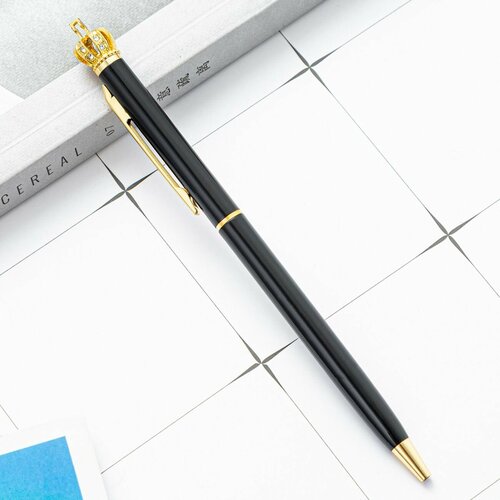 Металлическая шариковая ручка с декоративным элементом 