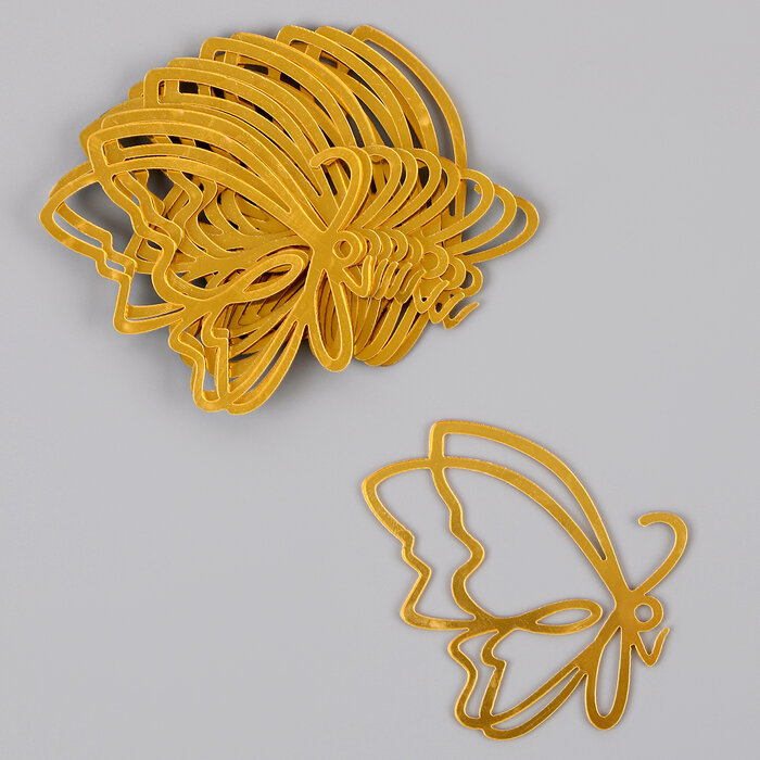 Набор для украшения "Бабочки", набор 5 шт, цвет золото (комплект из 16 шт)