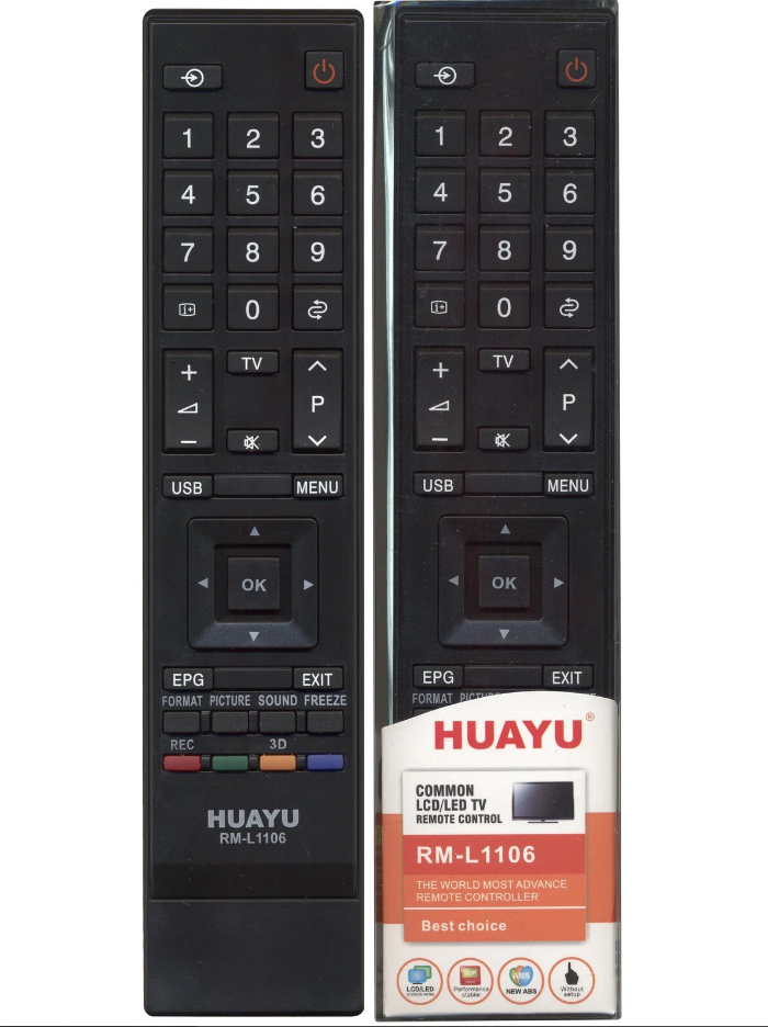 Пульт ДУ Huayu RM-L1106 для Toshiba, черный