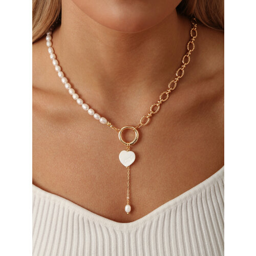 Колье MOON SOUL, жемчуг пресноводный, жемчуг пресноводный культивированный, перламутр, жемчуг культивированный, длина 45 см, белый