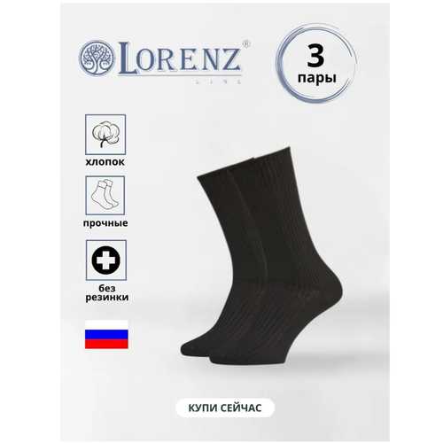 Носки LorenzLine, 3 пары, размер 43/46, черный