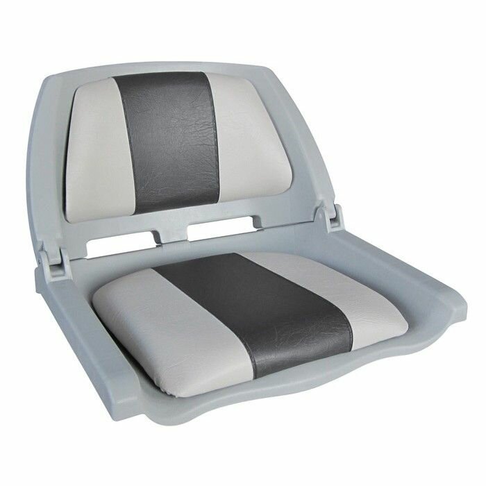 Сиденье пластмассовое складное с подложкой Molded Fold-Down Boat Seat, серо-чёрное