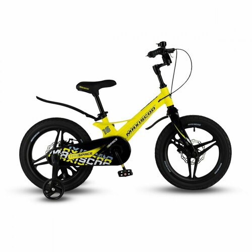 Велосипед MAXISCOO Space Делюкс-16-24г. (9 / желтый матовый (MSC-S1635D) ) детский двухколесный велосипед maxiscoo на магниевой раме space делюкс плюс 14 фиолетовый 2022 msc s1415d