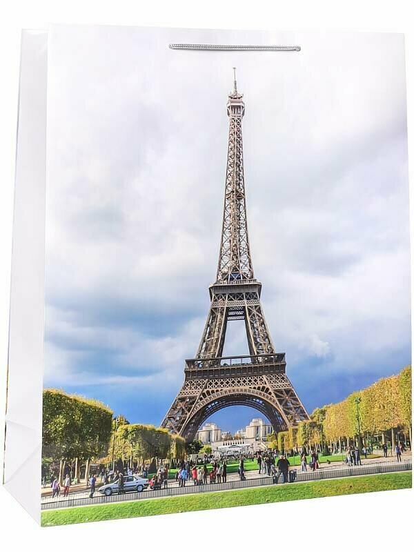 Пакет подарочный с глянцевой ламинацией 40x47x14 см (XXL) Эйфелева башня в Париже, 157 г ППК-7484