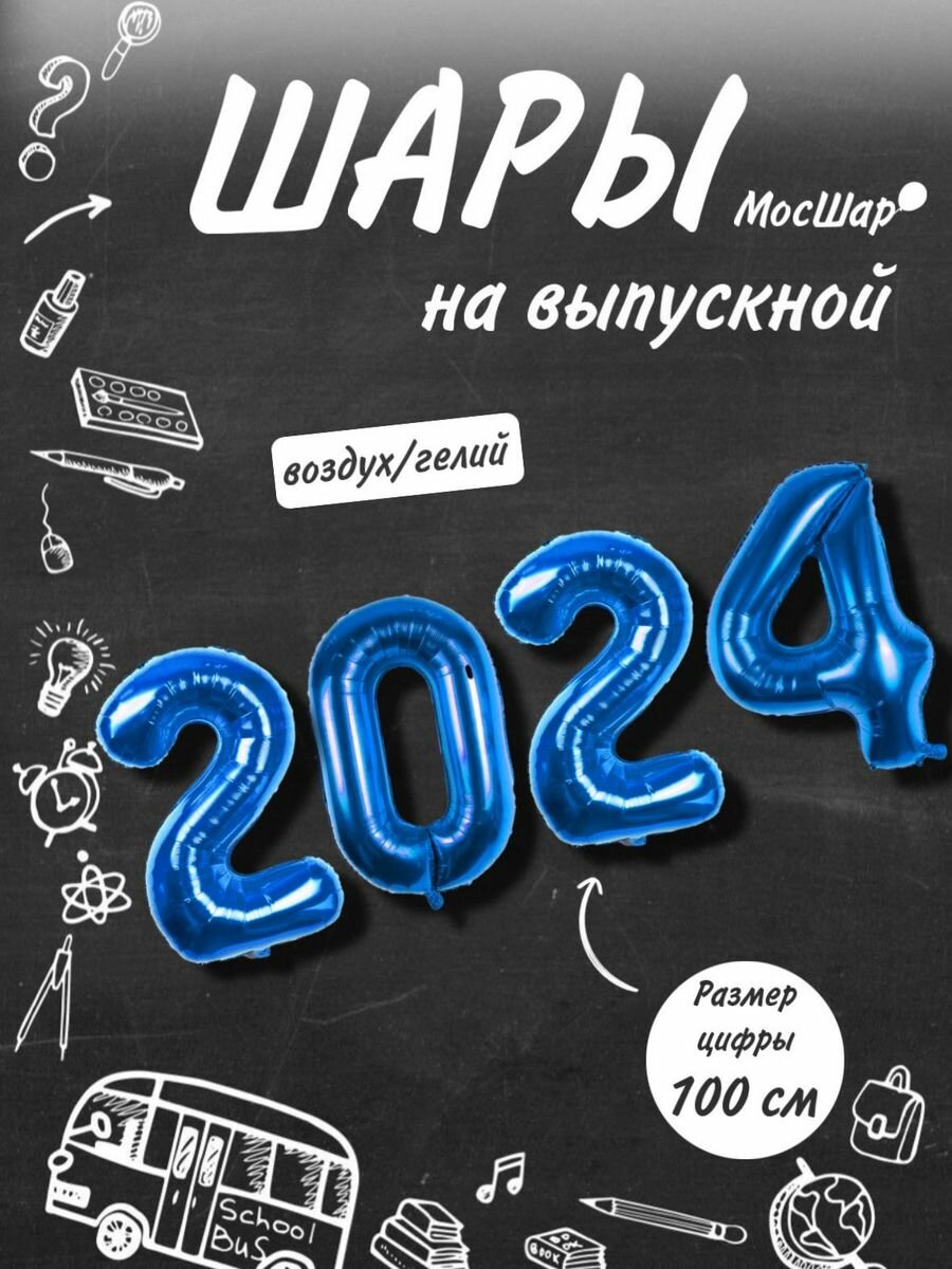 Воздушные шары на выпускной, выпуск 2024, цифры синие