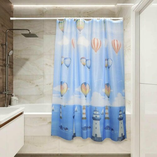 Штора для ванной Сантис peva pv-119 (маяк) 54 gsm 180x180 см