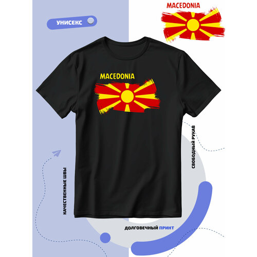 Футболка SMAIL-P флаг Македонии, размер S, черный бесплатная доставка флаг македонии xvggdg баннер 90 150 см подвесной национальный флаг македонии