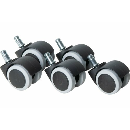 ВПМ Комплект из пяти универсальных, бесшумных, прорезиненных роликов (колес) для офисных кресел, 6143672