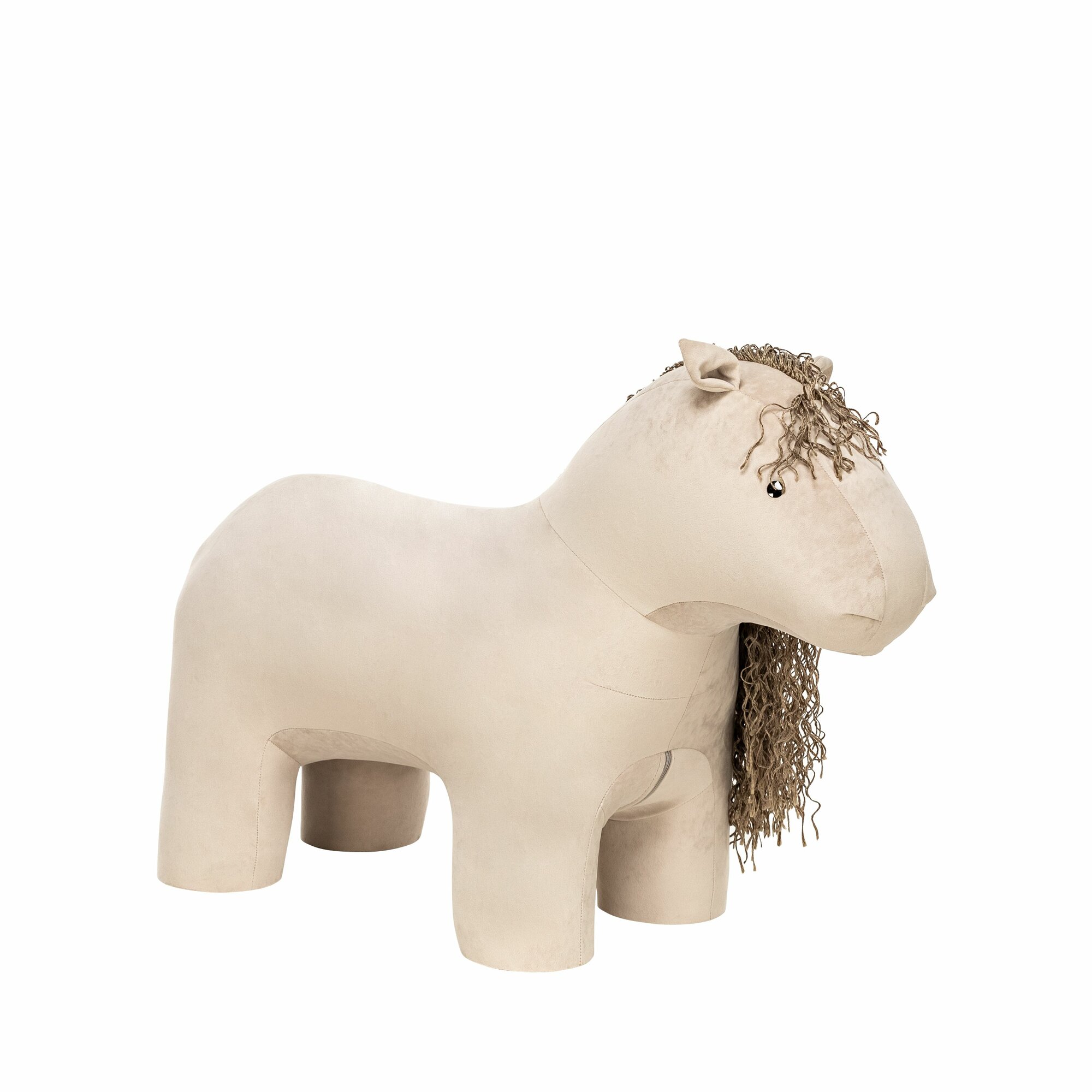 Пуф Leset Horse, обивка велюр Nebby 304, грива ЗИЗИ (Волна) 24, в детскую, гостиную, спальню