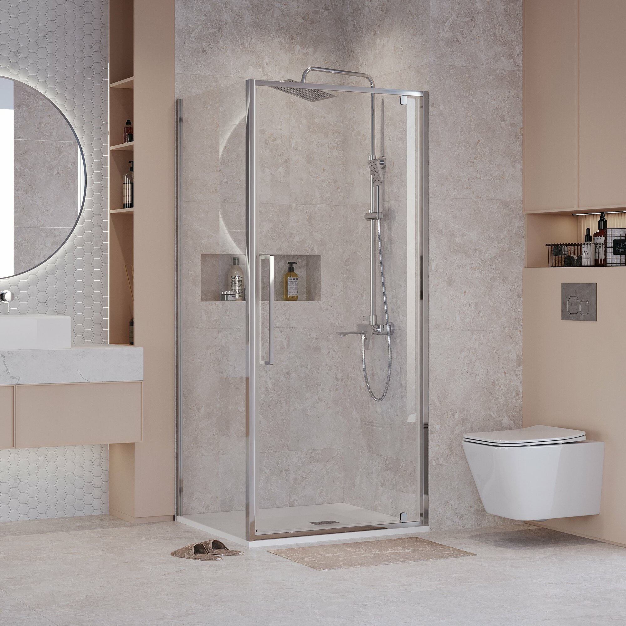 фото Душевой уголок Niagara Nova 80x80 NG-66-8A-A80-34 стекло прозрачное, профиль хром, без поддона