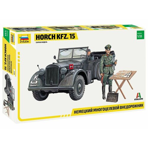 Сборная модель Немецкий многоцелевой внедорожник HORCH KFZ. 15, 3709, Звезда, масштаб 1/35 сборная модель 3709 немецкий многоцелевой внедорожник horch kfz 15 звезда 1 35