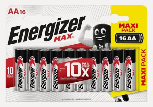 Изображение товара Батарейка Energizer Max AA/LR6, алкалиновая, 1,5V , в упаковке: 16 шт.