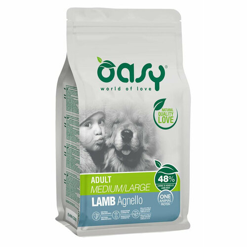 Oasy Dry OAP MediumLarge Breed Professional Монопротеин сухой корм для взрослых собак средних и крупных пород с ягненком 12 кг сухой корм для собак oasy беззерновой ягненок 1 уп х 1 шт х 2 5 кг для средних пород