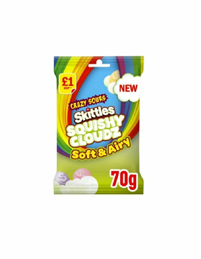 Драже Skittles Squishy Cloudz crazy sours супер кислые, 70 г