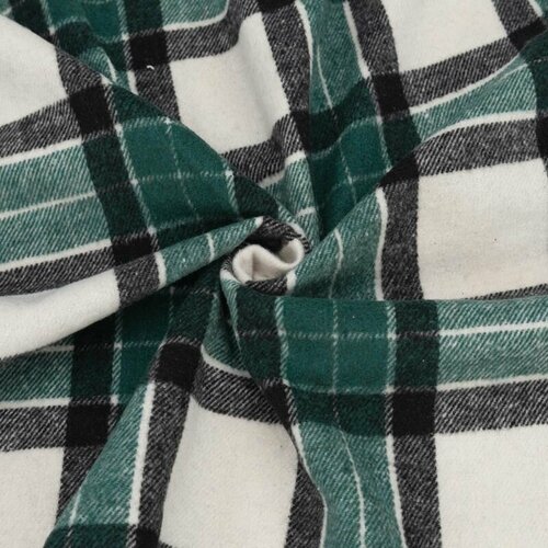 Ткань для шитья хлопок, 1 Метр ткани, Фланель рубашечная 260 гр/м2, Отрез - 150х300 см, №41 цвет зелено-черная