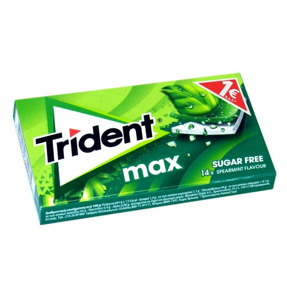 Жевательная резинка Trident Max Mint / Тридент Макс Мята 23гр. (Турция)