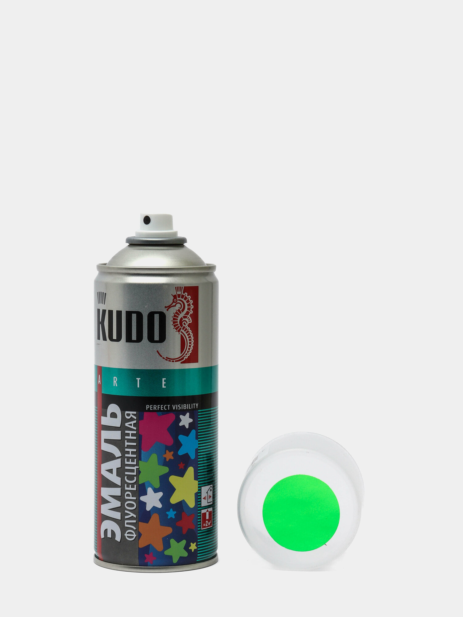 фото Эмаль флуоресцентная KUDO, светоотражающая, 520 мл Цвет Зеленый