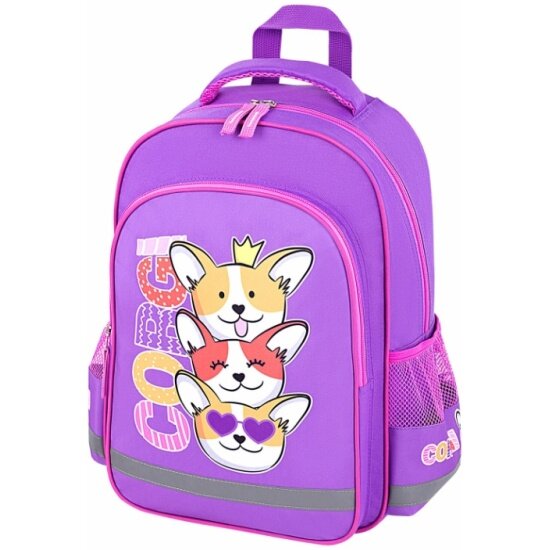 Рюкзак Пифагор 272085 SCHOOL 1 отделение 3 кармана Corgi queen 38x28х14 см