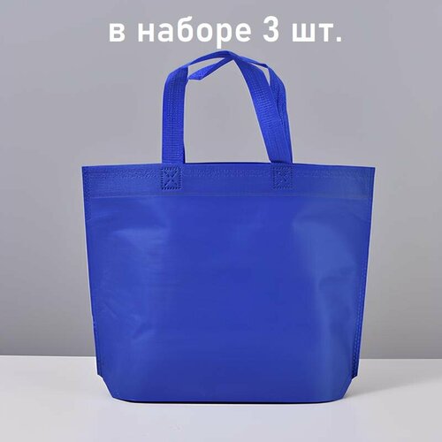 набор хозяйственных сумок шопперов из 3 штук Комплект сумок шоппер Noname, синий