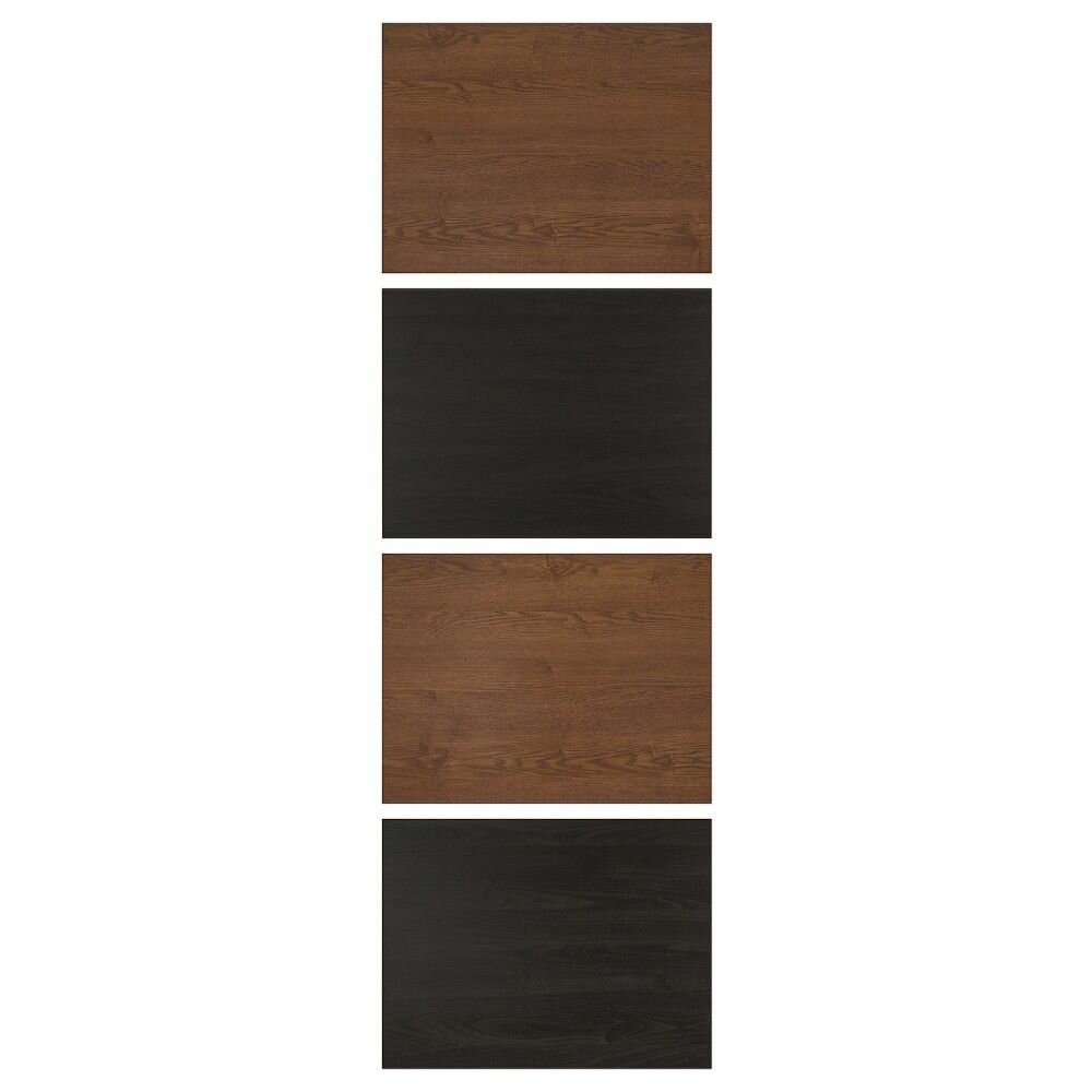 4 панели для рамы раздвижной дверцы, под мореный ясень, черно-коричневый/под коричневый мореный ясень 75x236 см IKEA MEHAMN 004.349.89