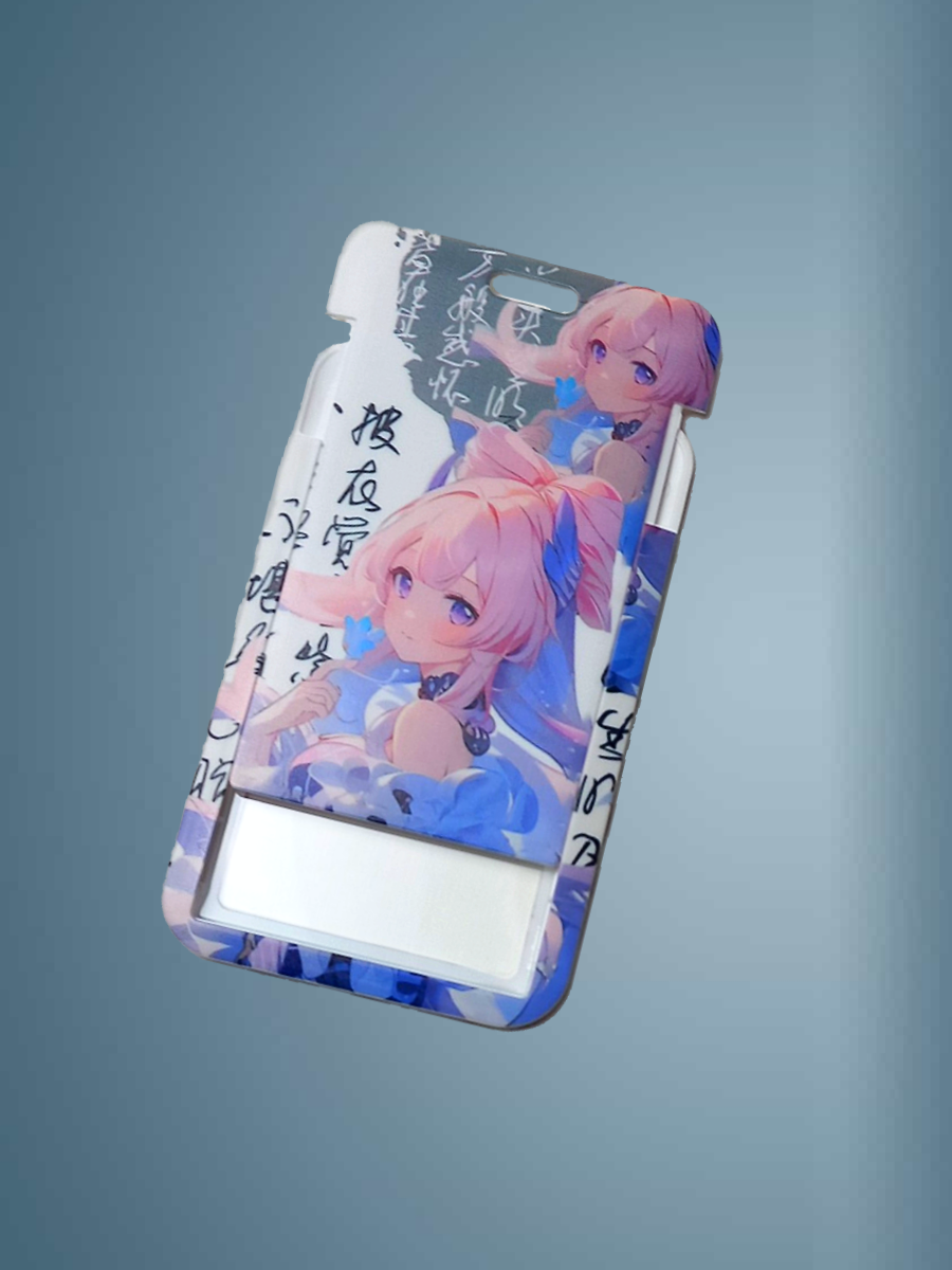 Чехол для бейджа Melody, на ленте, пластик, вертикальное крепление, розово/голубой — фото 1