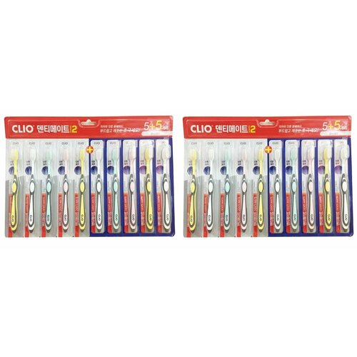 Зубная щетка набор Clio Perfection Antibacterial Double Fine Toothbrush, 10 шт, 2 упаковки