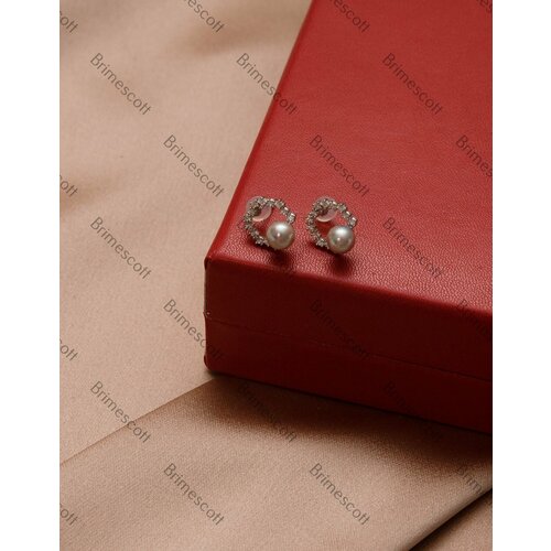 Серьги , жемчуг культивированный, серебряный, белый