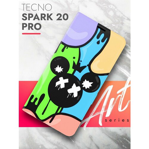 Чехол на Tecno Spark 20 Pro (Техно Спарк 20 Про) черный книжка эко-кожа подставка отделение для карт магнит Book case, Brozo (принт) Голова Микки Маус чехол на tecno spark 20 pro техно спарк 20 про черный книжка эко кожа подставка отделение для карт магнит book case brozo принт женские штучки