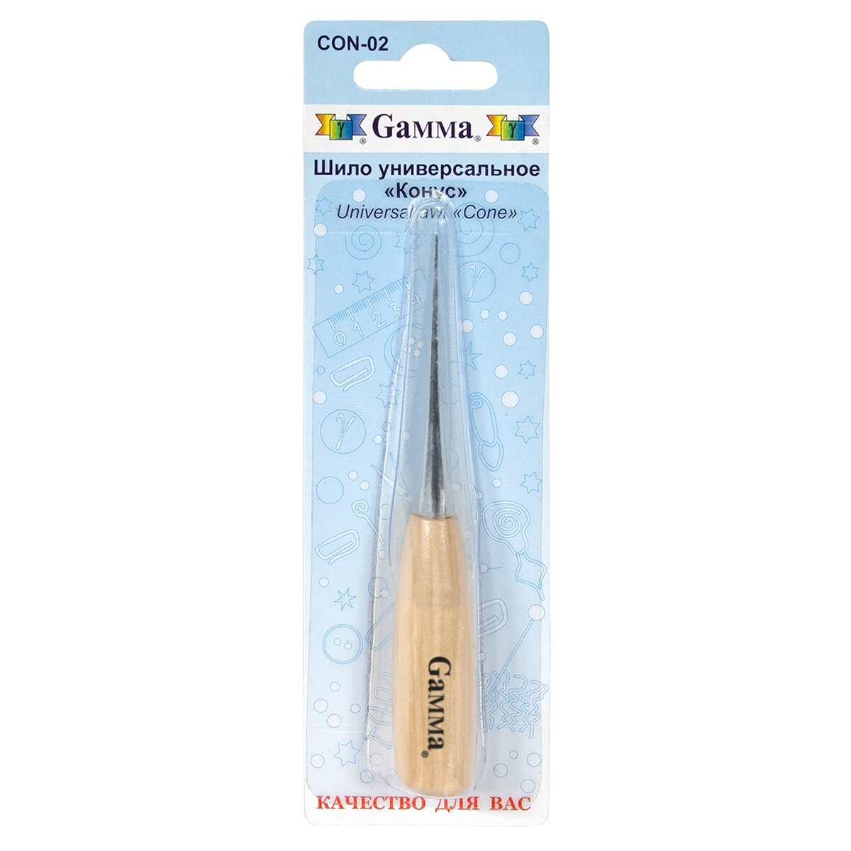 Шило универсальное Gamma "Конус", с деревянной ручкой, в блистере (CON-02)