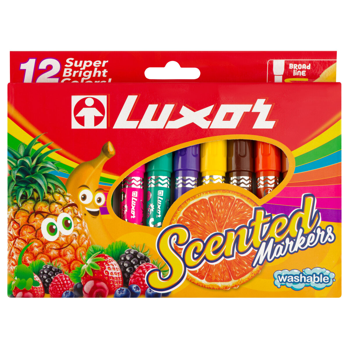 Фломастеры Luxor "ColourMaxx", 12цв, ароматизированные, смываемые