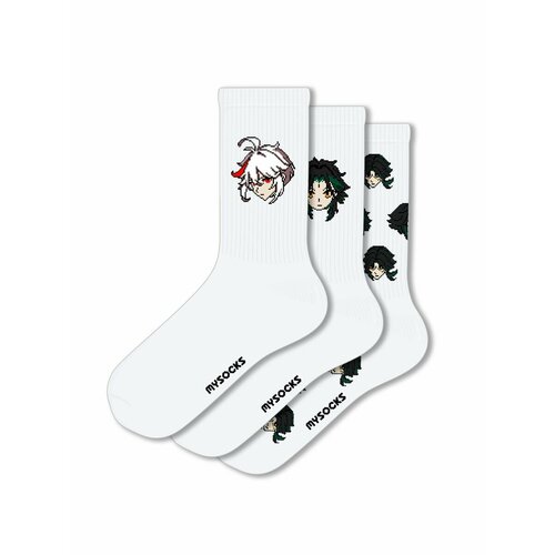 Носки MySocks, 3 пары, размер 36-43, белый набор стикерпак genshin impact 6 кружка стм аниме