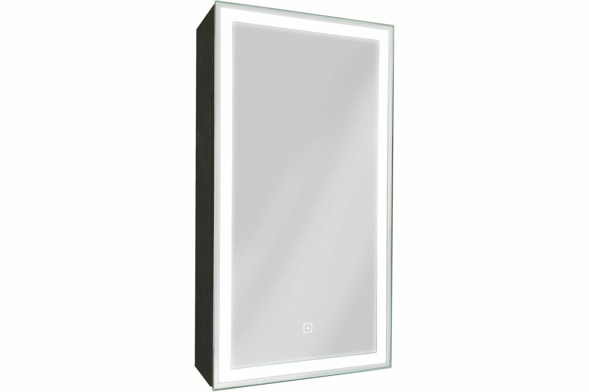 Зеркальный шкаф Art&Max Techno AM-Tec-350-650-1D-L-DS-F-Nero 35 с подсветкой левый черный