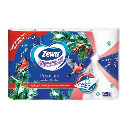 ZEWA Бумажные полотенца, Premium Decor, 2слоя, 4 шт /