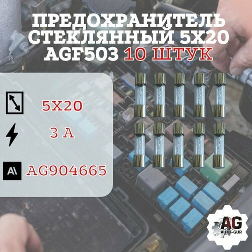 Предохранитель стеклянный 5х20 AGF503 ( 3 Ампер ) 10 штук