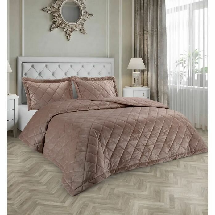 Marianna Покрывало 260х240 см c наволочками 50х70 см VERDI-89 Искусственный велюр Коричневый