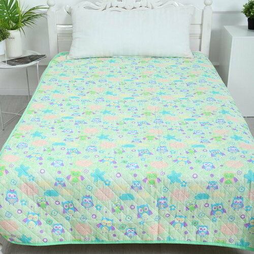 Покрывало Совушки 150х210см фисташка бязь 120гм хл 100 1592₽