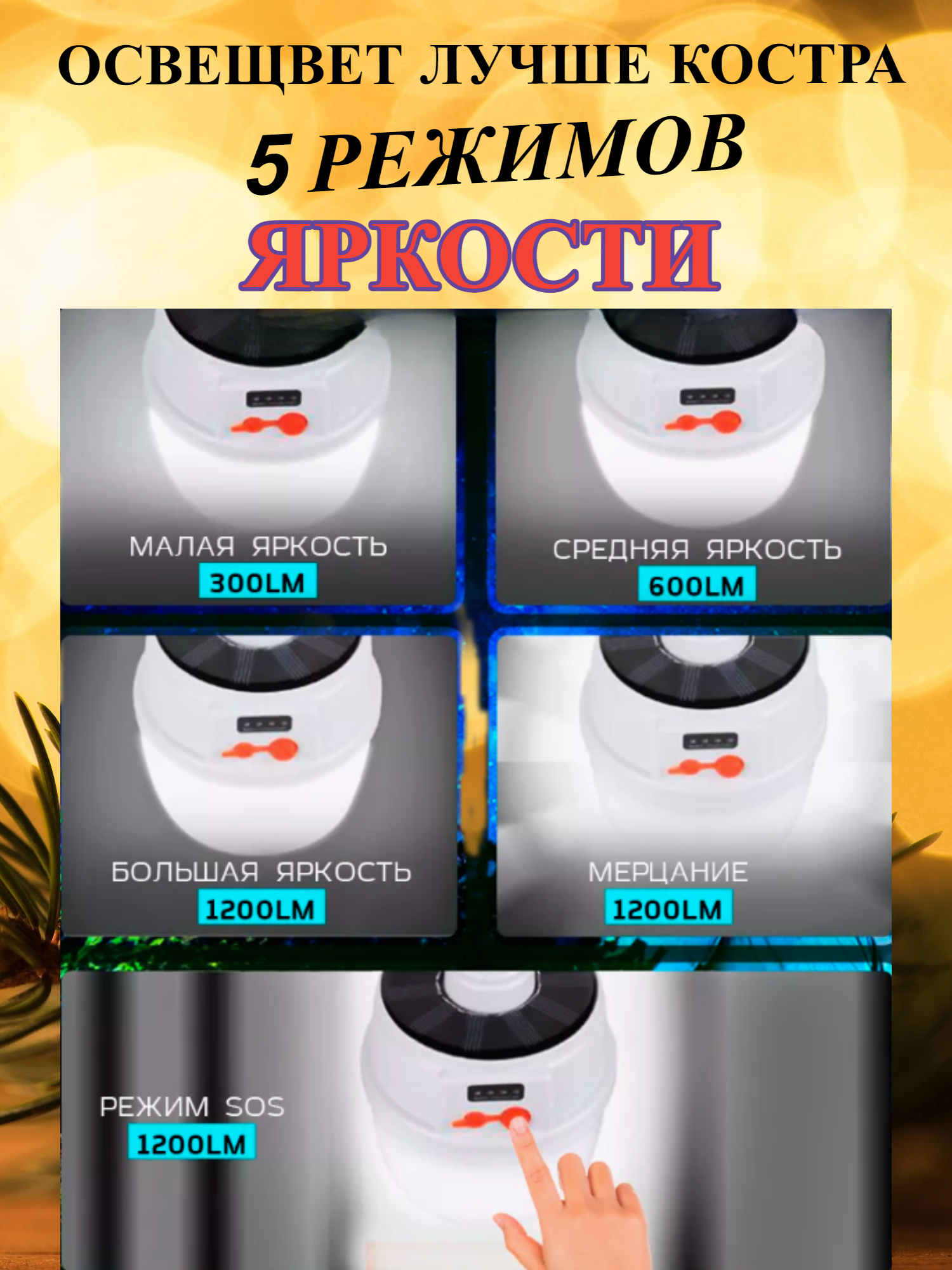 "Солнечный фонарь" - переносной кемпинговый фонарь на солнечной батарее 2022 — фото 1