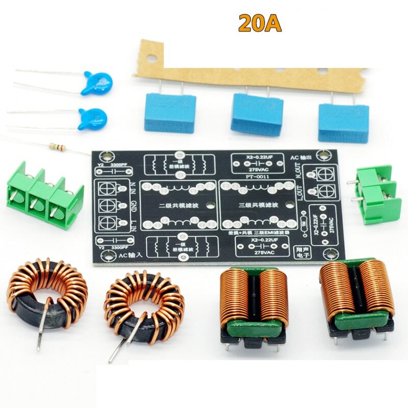 Dykbcells 3-ступенчатый фильтр электромагнитных помех 4A 10A 20A, 20A DIY KITS