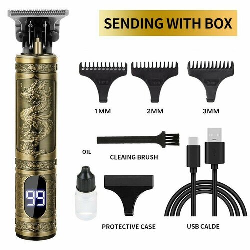 Электрическая машинка для стрижки волос T9 с ЖК-дисплеем декорированная изображением дракона и Феникса материал корпуса - ABS 62200₽