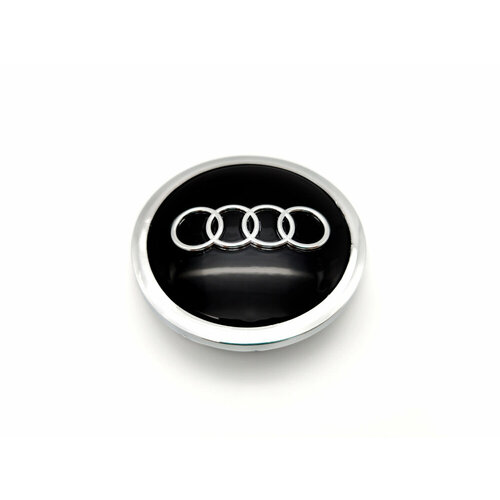 Колпачок, заглушка на диск колеса Audi 69 мм. черный с хромом (1 колпачок)