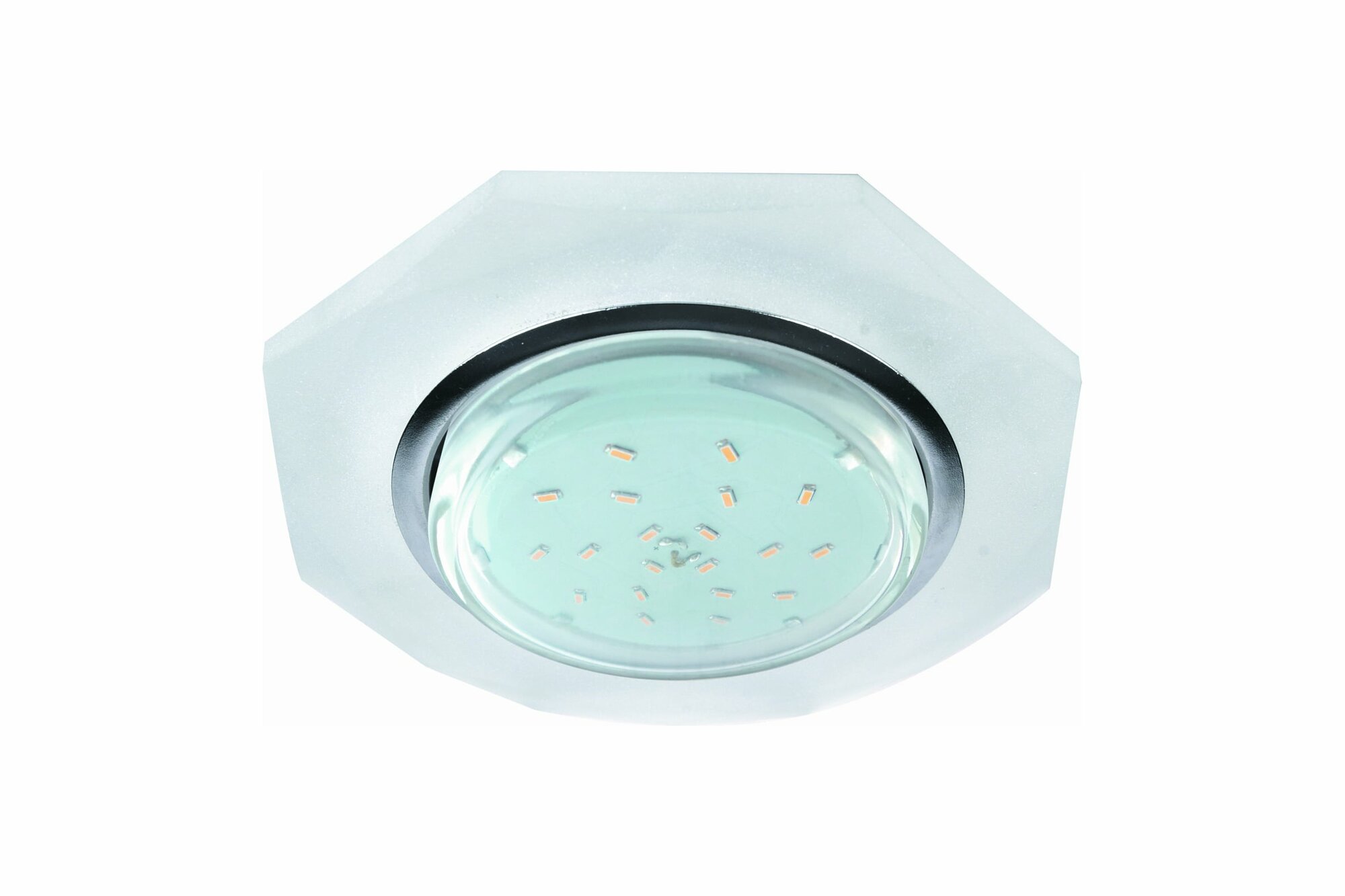 фото Светильник встраиваемый Ecola GX53 H4 LD5312 Стекло 8-угольник подсветка 4K Хром-матовый 38x133 SL538AECH