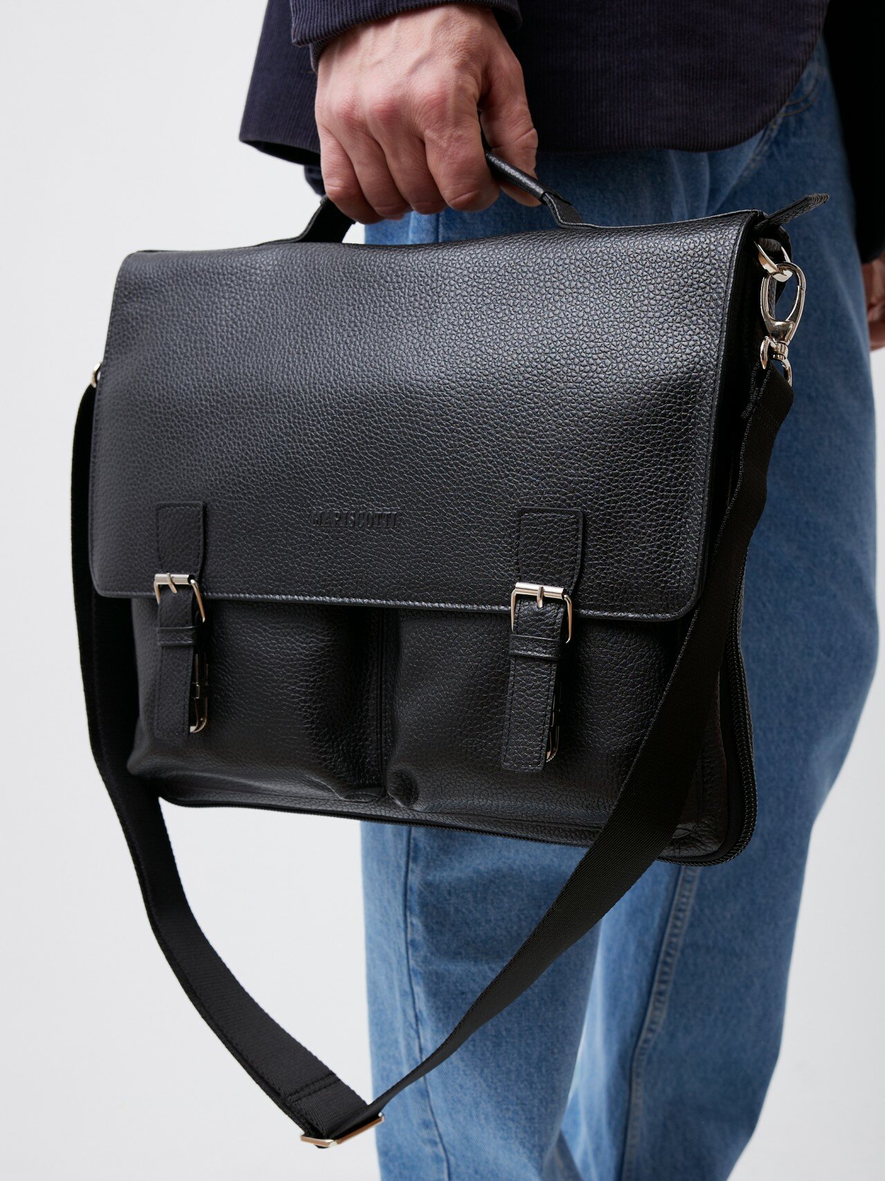 Портфель Franchesco Mariscotti, фактура зернистая, черный — фото 1