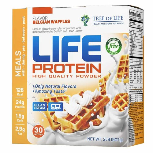 LIFE Protein 907 gr, 30 порций, Бельгийские вафли