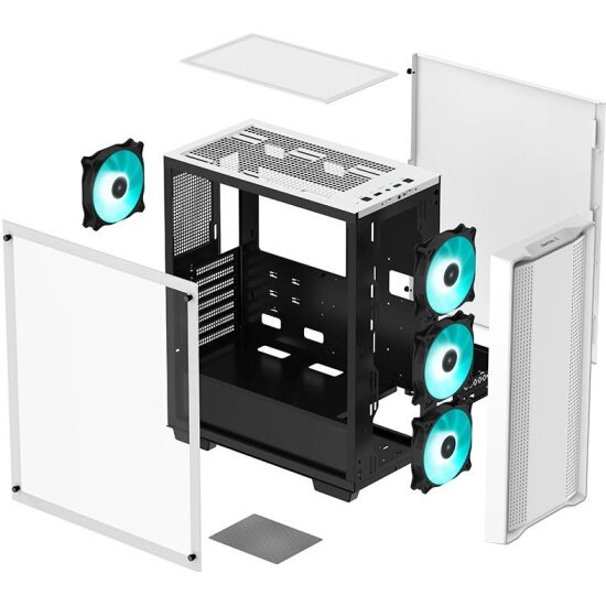 Корпус Deepcool CC560 V2, Midi-Tower, боковое стекло, LED-подсветка, белый — фото 1