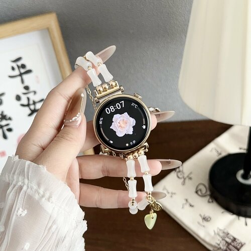 Цепочка для часов Huawei GT3, GT2, GT4, 41мм, благословение бамбукового листа, белая