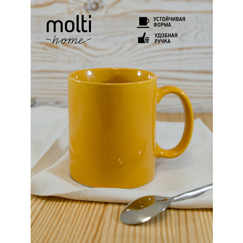 фото Кружка глянцевая для чая и кофе molti promo чашка подарочная 320 мл, желтая