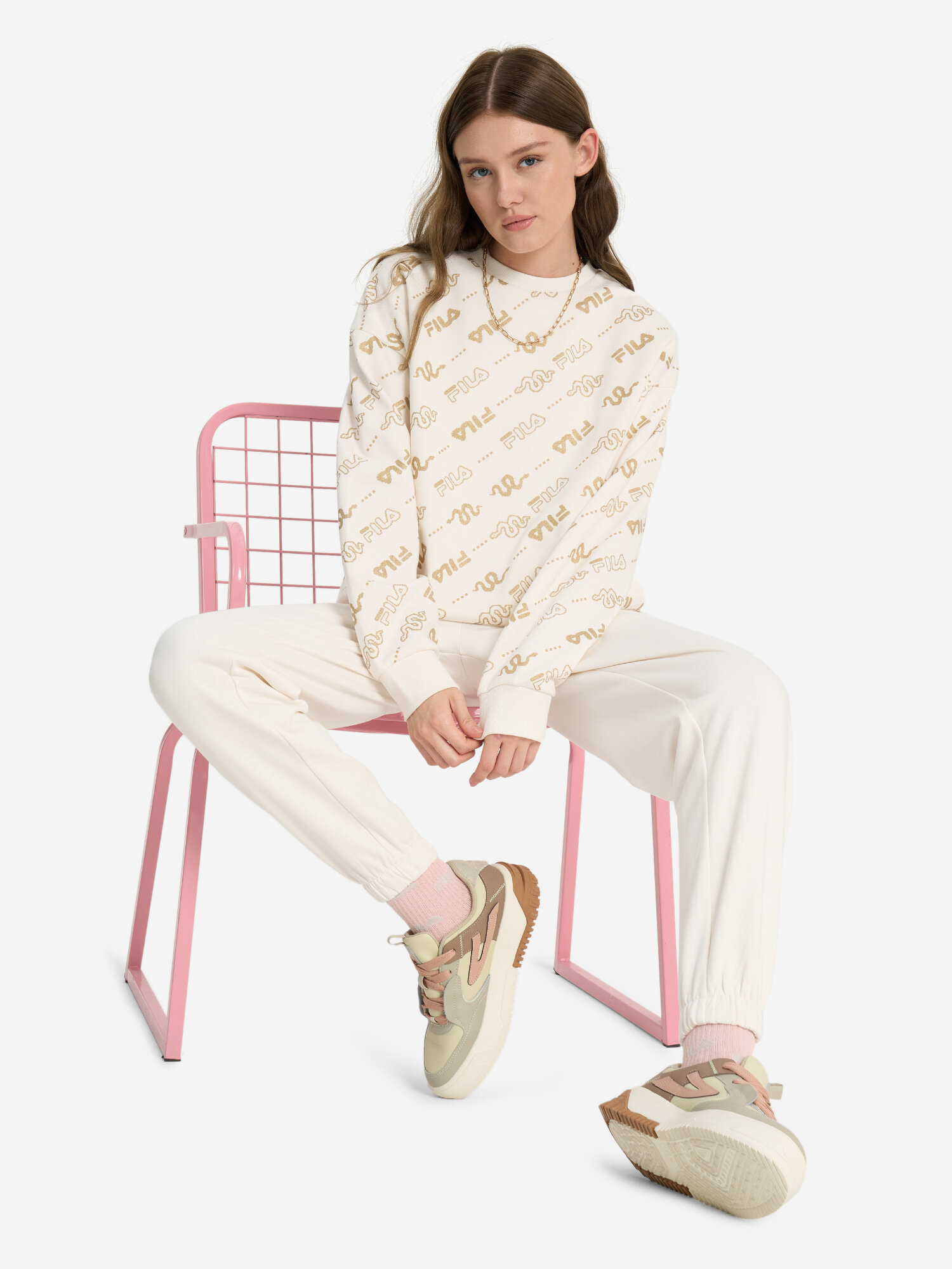 Свитшот Fila Women's holiday jumper, размер 42-44, , белый — фото 1