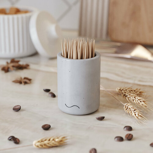 Подставка для зубочисток Astrid, органайзер для зубочисток, держатель для зубочисток, бетон, серая глянцевая серый