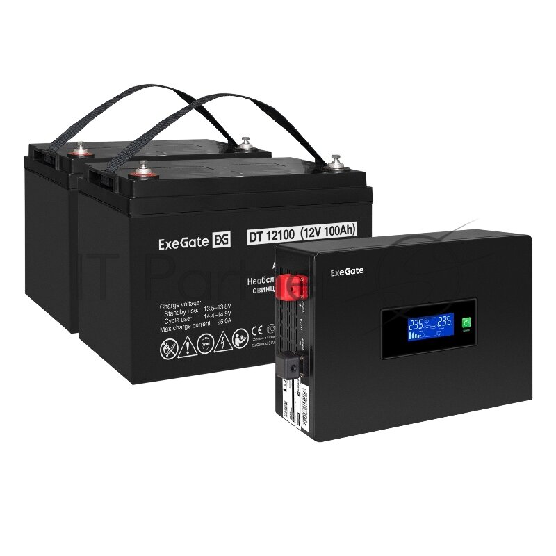 Комплект ИБП EX295994RUS + батарея 100Aч EX282985RUS 2шт ExeGate IdealSine SR-1500. LCD.2SH (EX297441RUS)