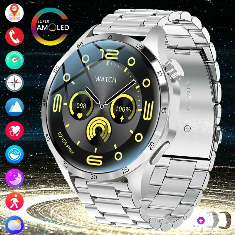 Умные часы Smart Watch Premium 4 Pro, Edition 2024-2025, 46мм, 3 ремешка в комплекте, (наручные смарт часы для айфон/андроид) электронные